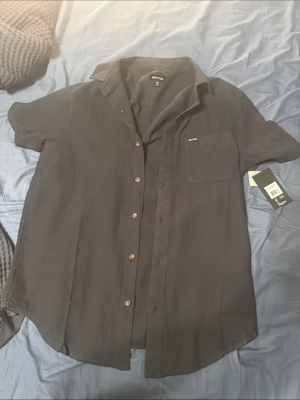 Brixton Black Short-Sleeve Casual Button-Down Shirt